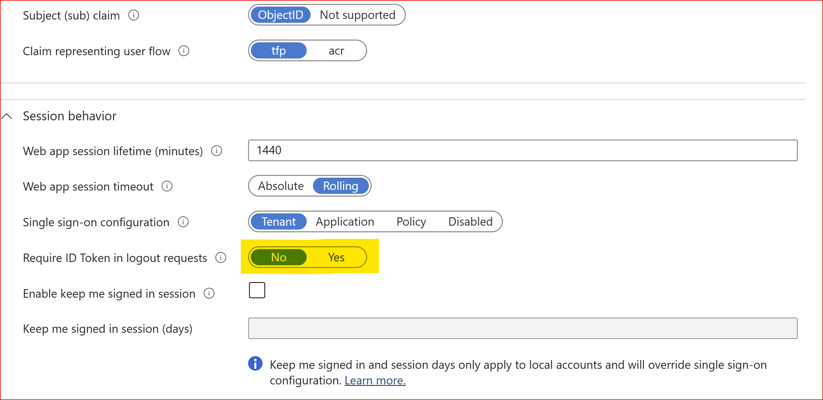 Azure B2C Signout (AADB2C90272: the id_token_hint parameter has