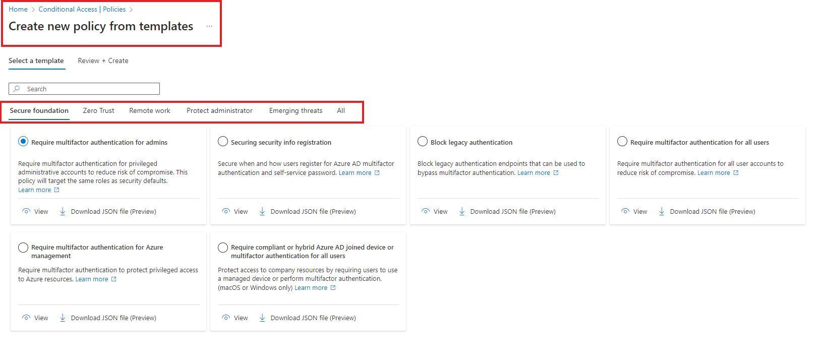 Conditional Access | New policy from template (Preview) | Microsoft ...