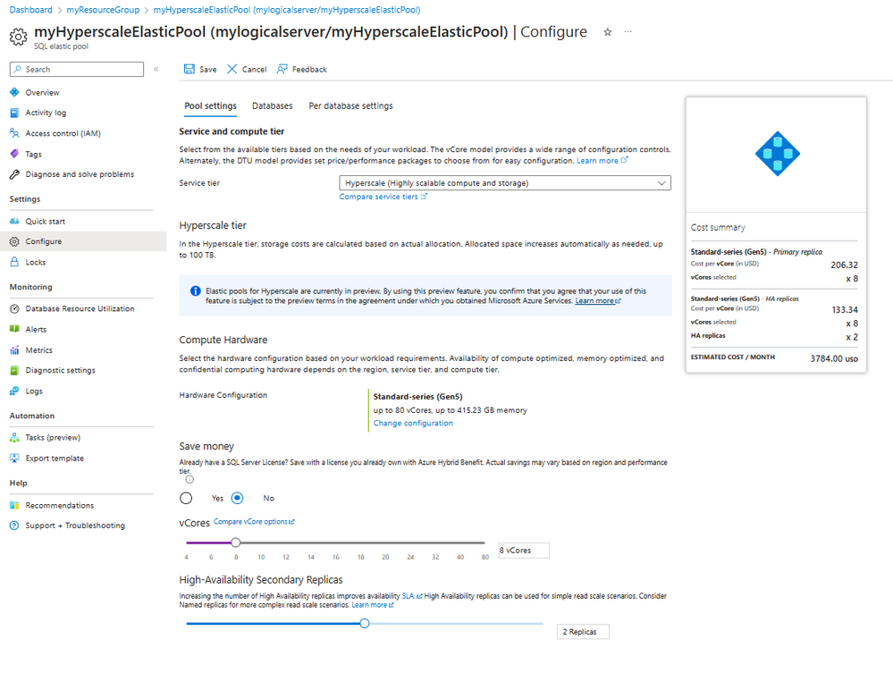 Scale a Hyperscale elastic pool using the Azure portal
