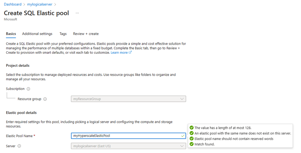 Create a Hyperscale elastic pool using the Azure portal