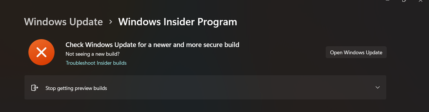 I can't update windows insider program | Microsoft Community Hub