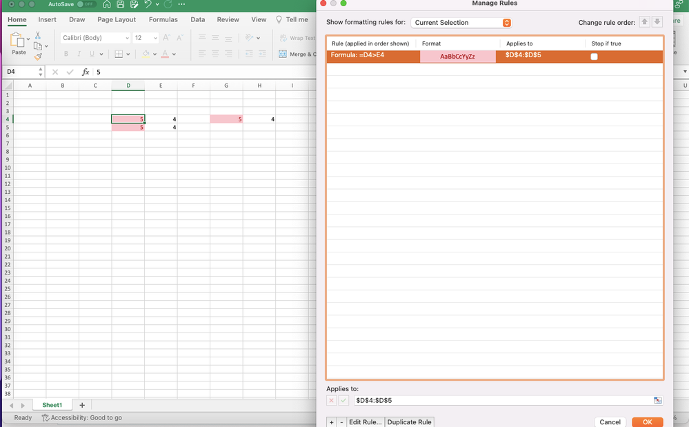 Original conditional format changed by copying below.