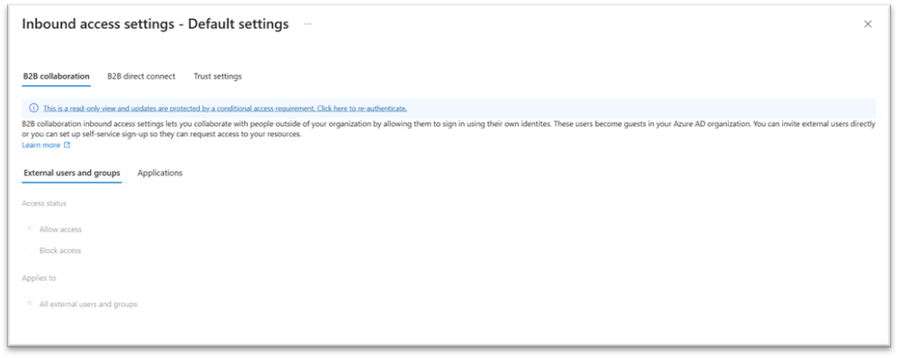 Figure 3: A conditional access policy for protected actions requires MFA before making updates to default settings.
