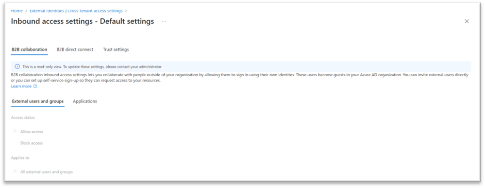 Figure 2: A read-only role can view settings but is informed they are in a read-only view.