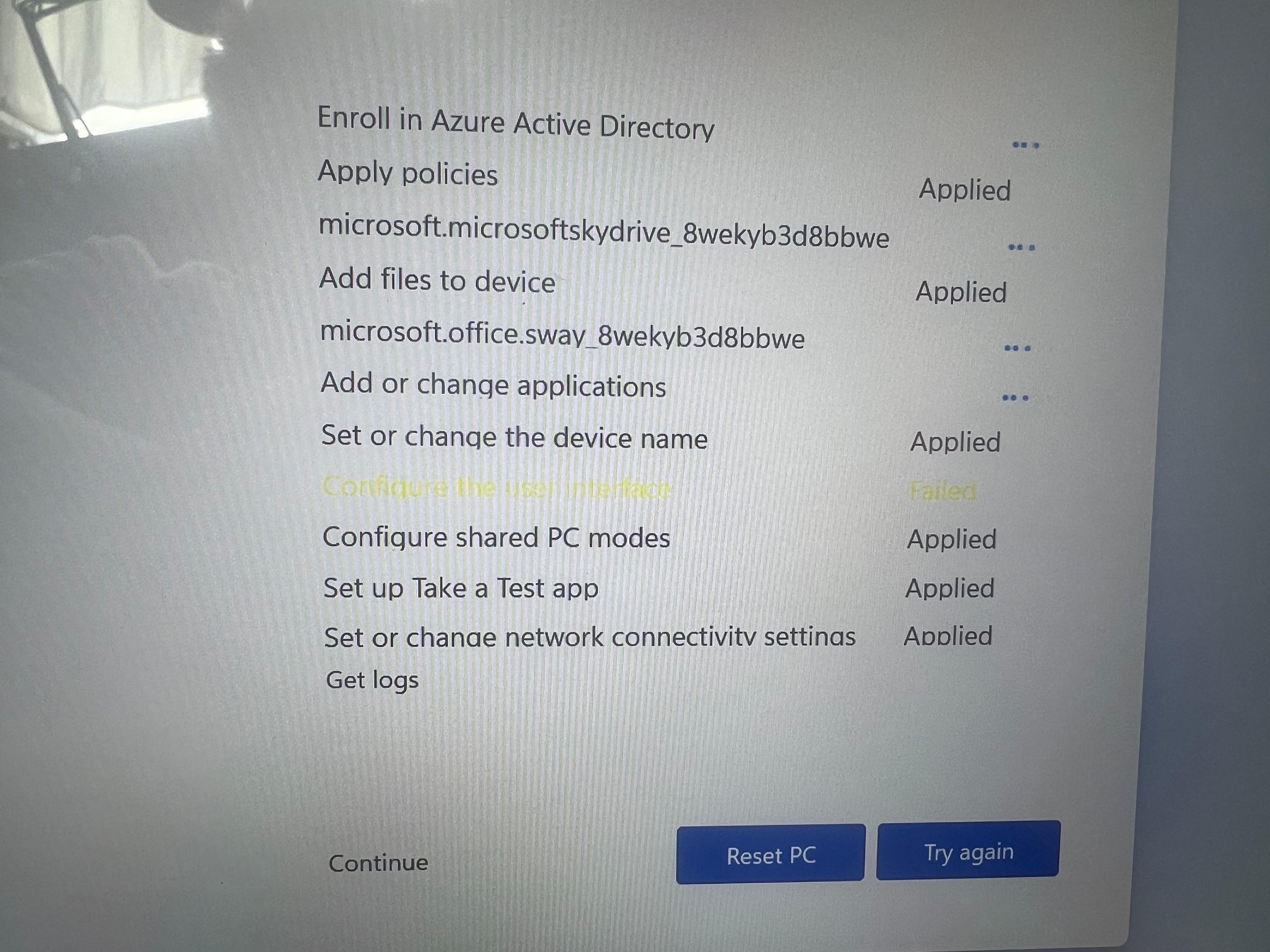 Setup School PC provisioning fail | Microsoft Community Hub