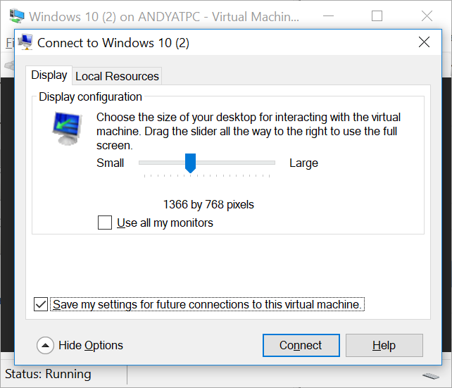 Editing VMConnect session settings | Microsoft Community Hub