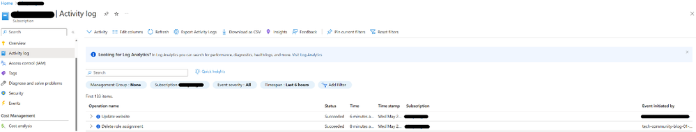 Figure 7: Check the Activity Logs