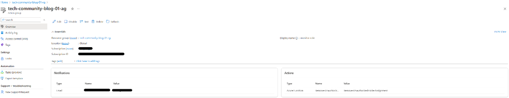 Figure 5: Check the Action Group Configuration