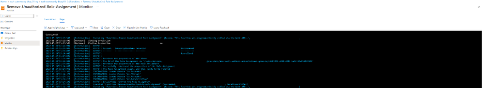 Figure 6: Check the Azure Function Logs