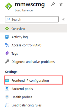 Figure 5: Options under Network Load Balancer.