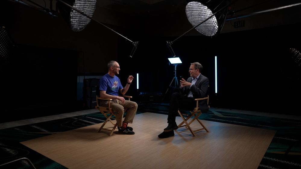 The Intrazone host and guest – recording at the MGM Grand Hotel in Las Vegas, Nevade: Mark Kashman (left – Senior product manager) talks with Adam Harmetz (right – Vice President of SharePoint experiences).