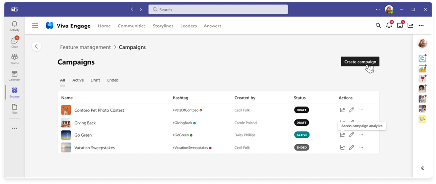 Corporate Communicators can view campaigns status.
