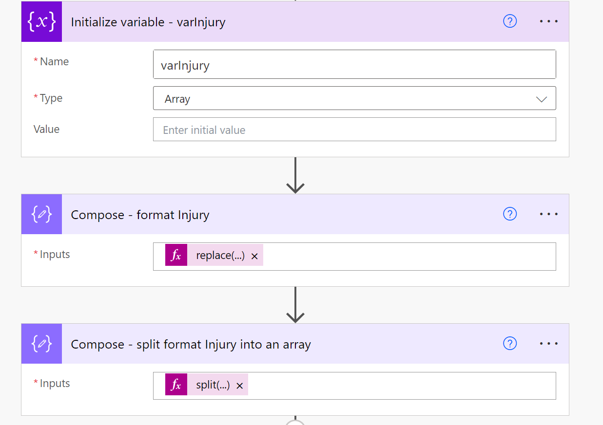 Power automate split variables into array output issue | Microsoft ...