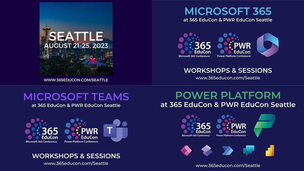 365 EduCon and PWR EduCon - Seattle brings the best of Microsoft 365, Microsoft Teams, and Power Platform across keynotes, sessions, workshops and loads of networking/community opportunities. 365EduCon.com/Seattle