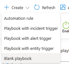 select "Blank playbook" from the playbook creation options.