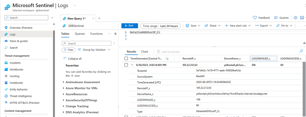 Query your new custom table from Logs in Microsoft Sentinel.