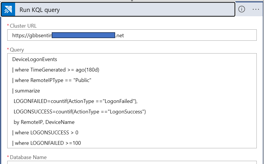 Input the desired query in the Logic App ADX KQL Query Operator after testing and tuning it.