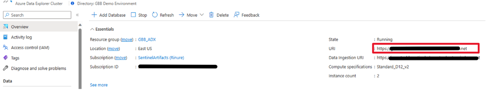 Select the URI as the cluster URL.
