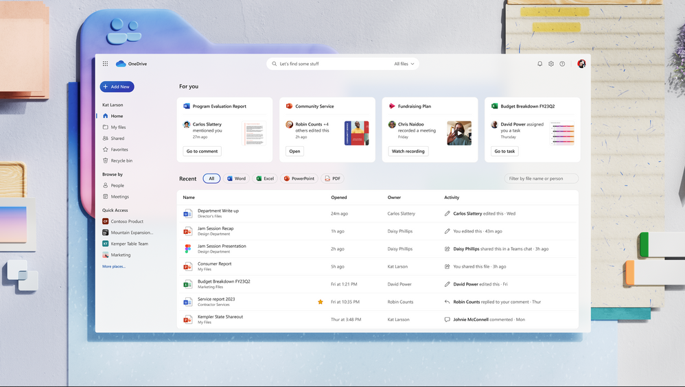 The new OneDrive for Web Home experience is available for work and school accounts.