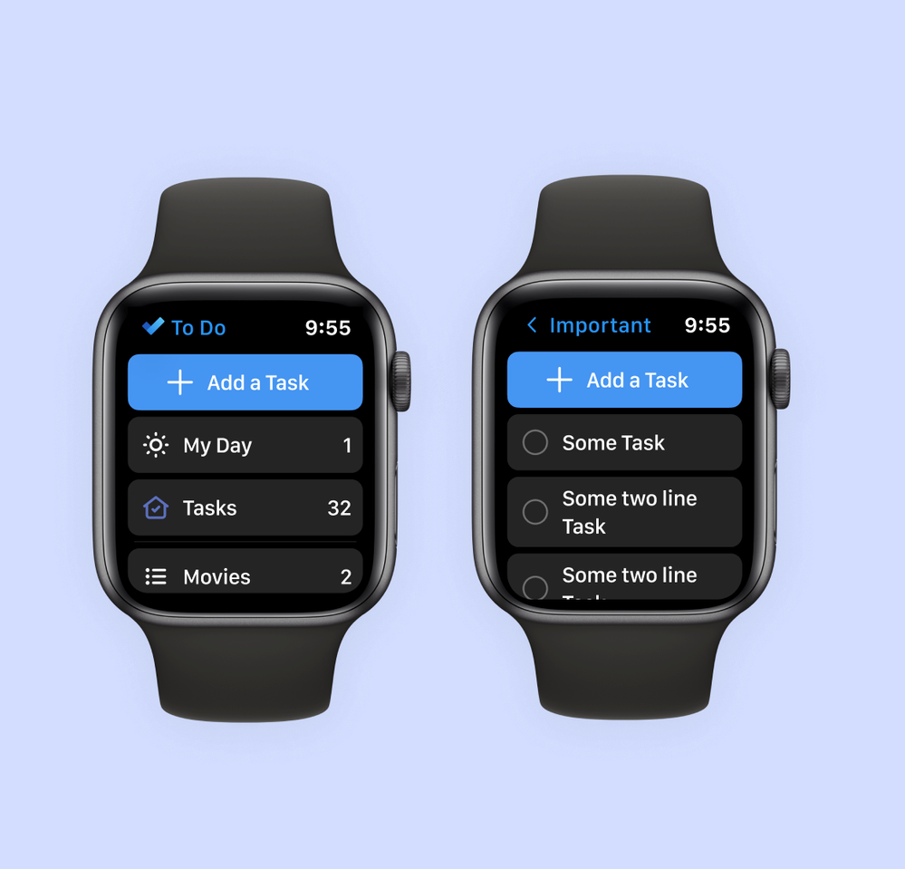 Microsoft To Do app on Apple Watch.