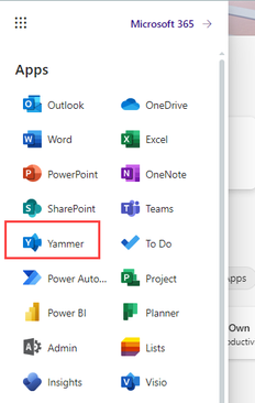 Yammer app launcher.png