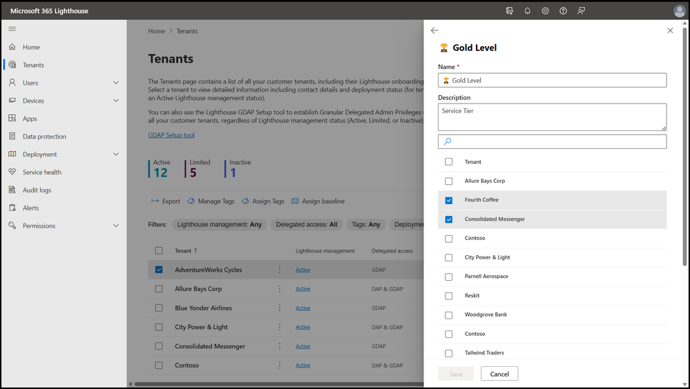 An image of Service health page with multi-tenant view of service advisory notices across Microsoft 365 services