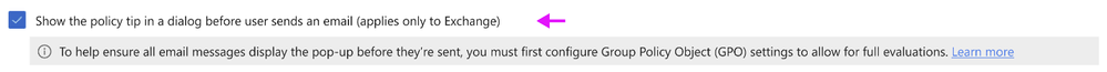 An image showing DLP policy  checkbox for Oversharing.