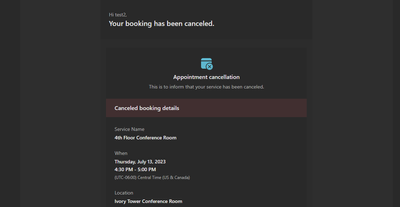 I booked a reservation time slot with two names, Test1 and Test2 and then cancelled on Test2.