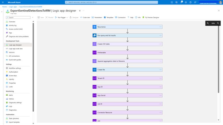 Figure 8 Admins use Azure Logic Apps to automate the bring-your-own-detections process