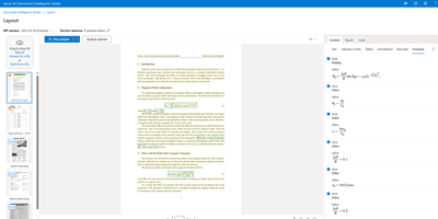 Document Intelligence Studio - layout formula extraction