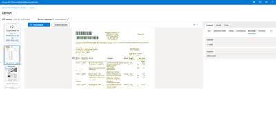 Document Intelligence Studio - layout barcode extraction
