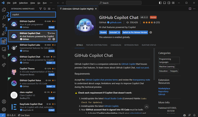 Instalación de GitHub Copilot Chat