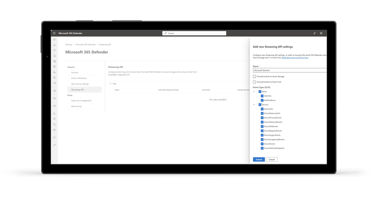 Streaming APIs in Defender for Business