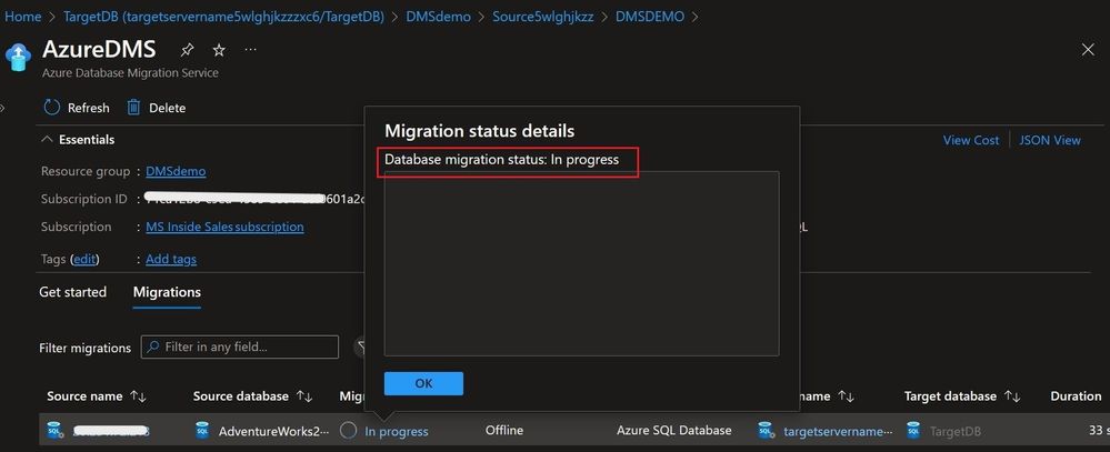 migration status details