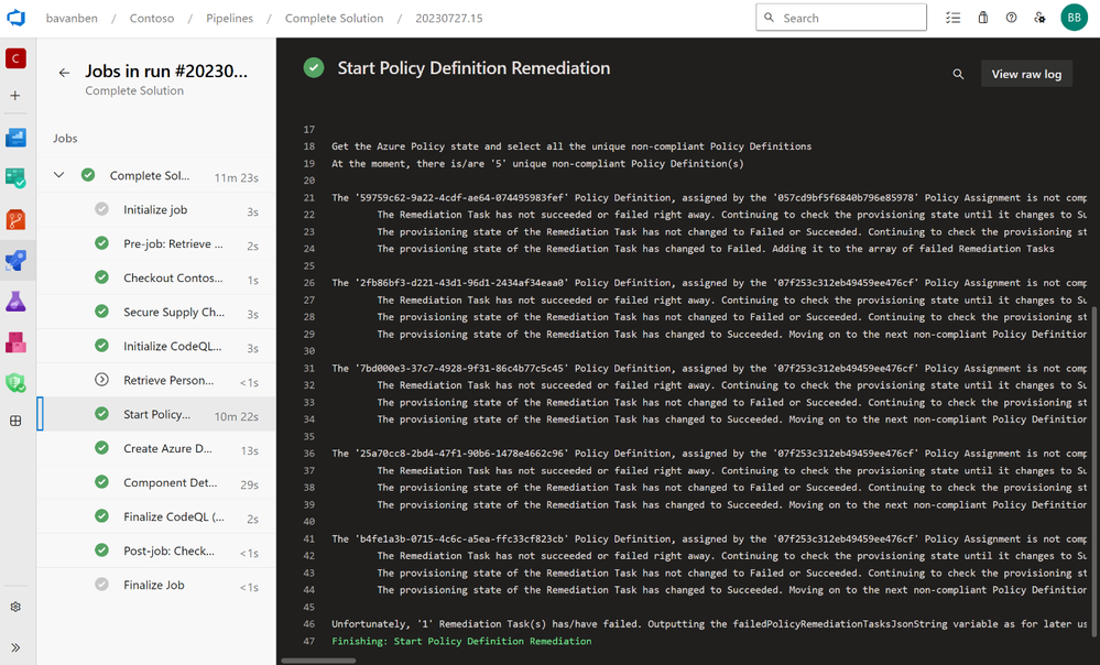 Figure 3: Start Policy Definition Remediation