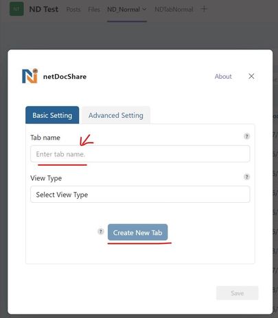 Tab settings popup