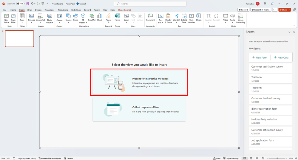 Two presentation methods in PowerPoint