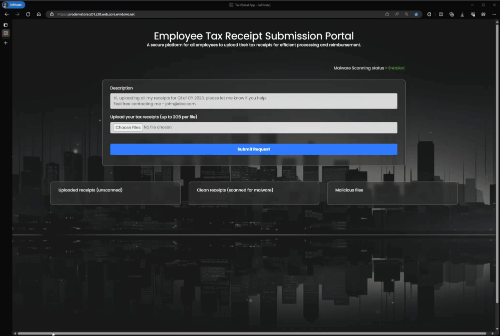 Malware Scanning - Tax App demo