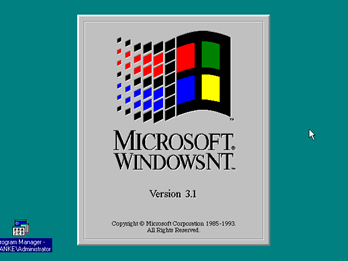 Microsoft Windows NT 3.1 opening screen