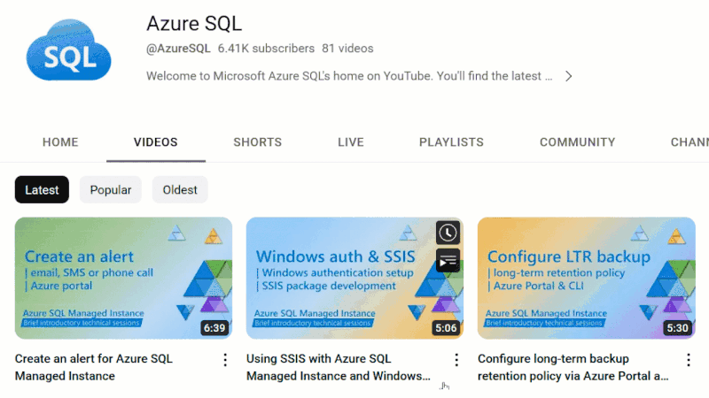 YouTube | AzureSQL