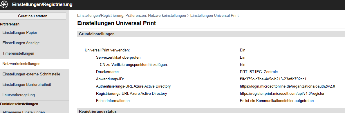 Not able to Register Universal Print ready printers | Microsoft ...