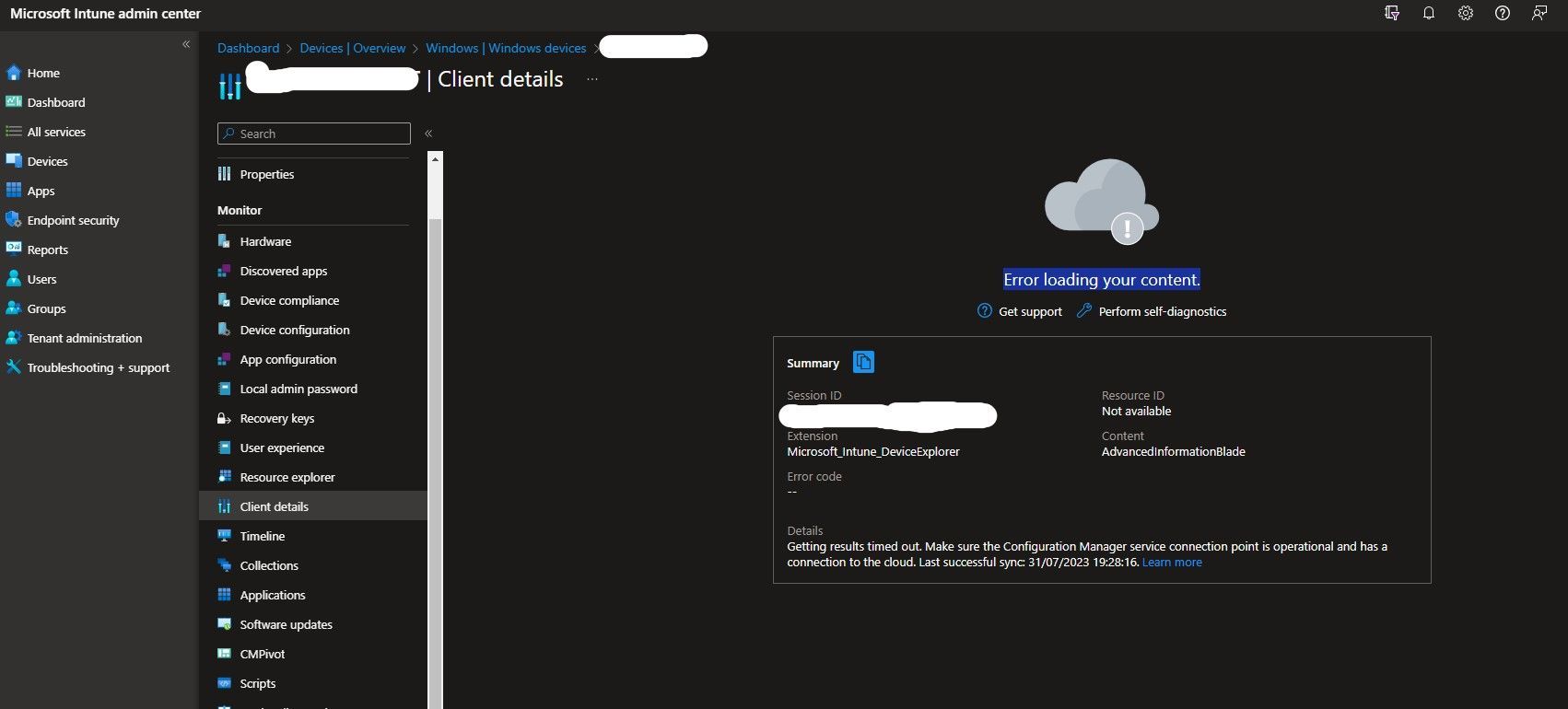 Client Details not showing up in intune | Microsoft Community Hub