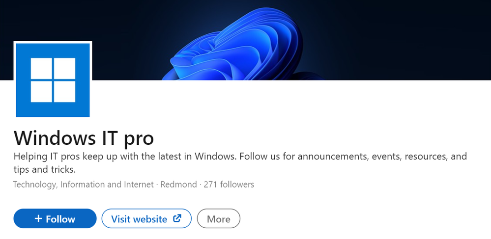 Screenshot of the Windows IT pro LinkedIn page
