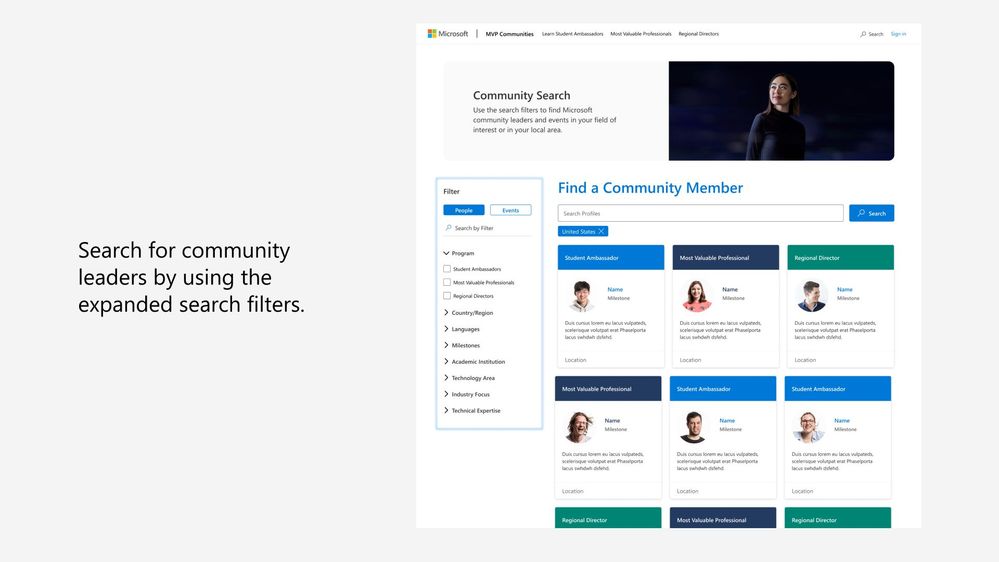 Image of the new People Search filter.