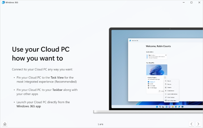 Screenshot of Windows 365 customers welcome menu.png