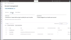 Alt text: List of inactive users across your tenants