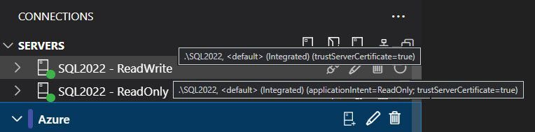Screenshot of two different connections to the same target