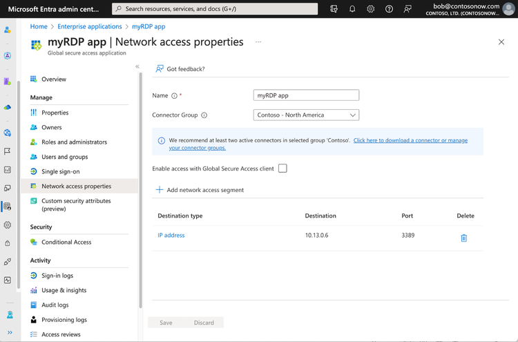 Figure 8: Configure Quick Access to an RDP application