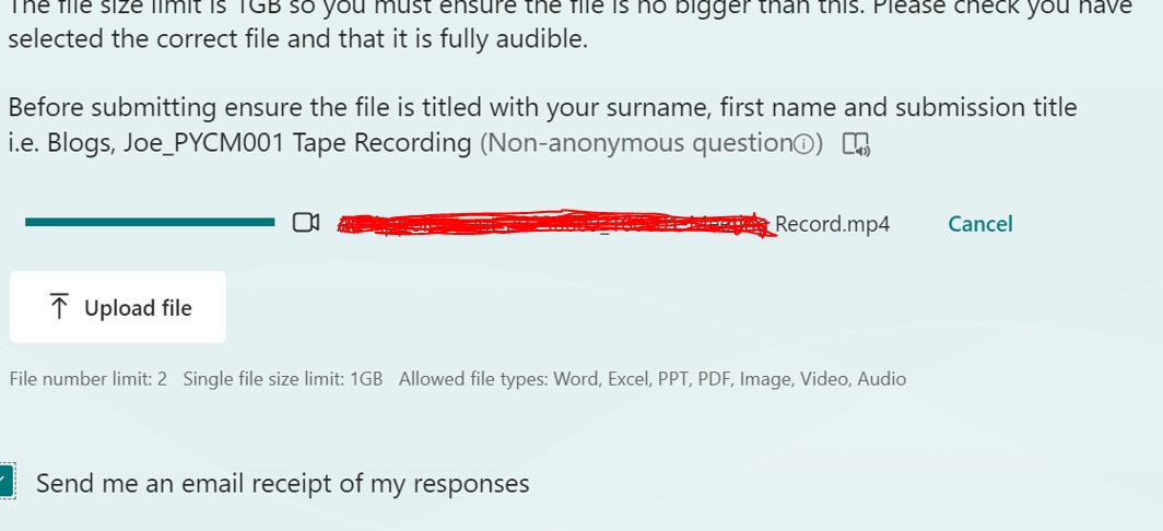 Video file will not complete upload on MS Forms | Microsoft Community Hub
