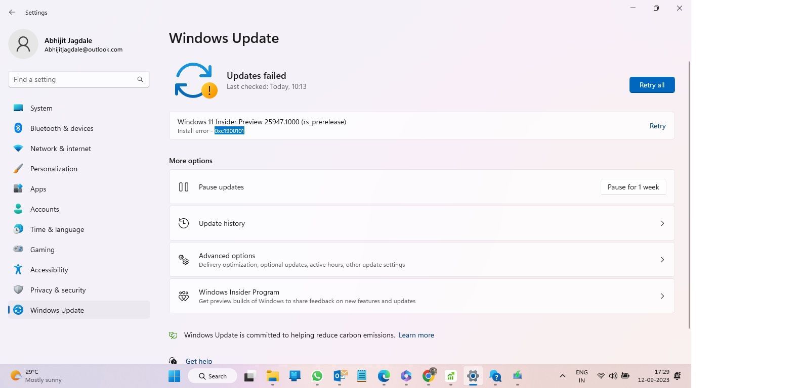 update issue Installation error 0xc1900101 | Microsoft Community Hub